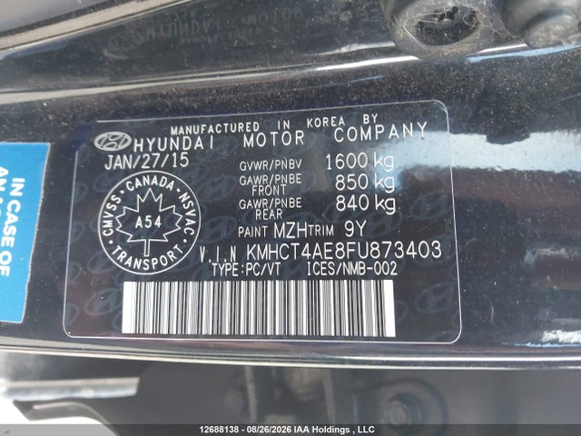 KMHCT4AE8FU873403 Hyundai ACCENT SE