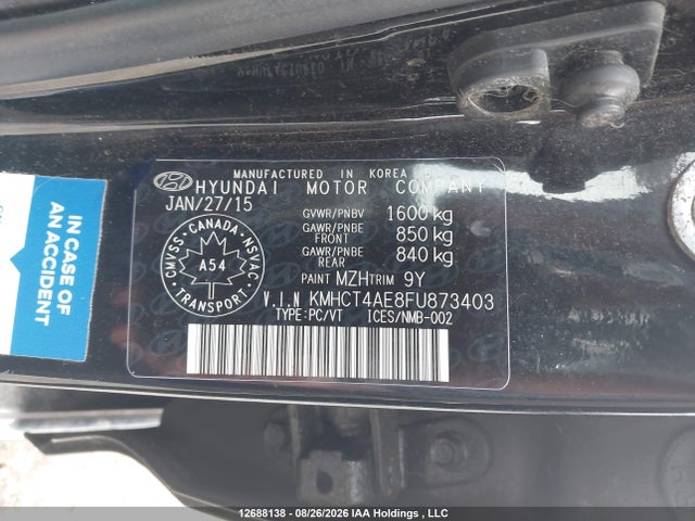 KMHCT4AE8FU873403 Hyundai ACCENT SE