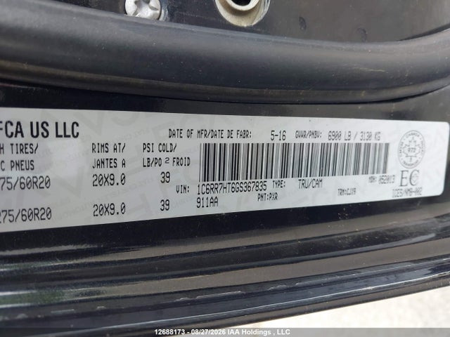 1C6RR7HT6GS367835 RAM 1500 Sport