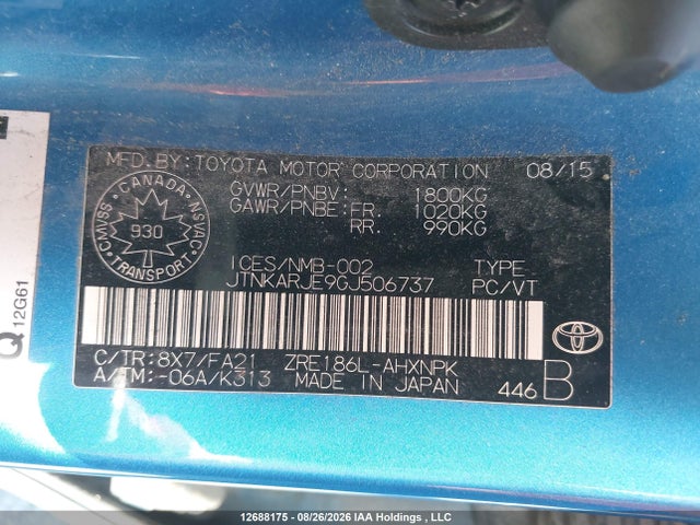 Продажа на аукционе авто 2016 Toyota Scion Im, vin: JTNKARJE9GJ506737, номер лота: 12688175