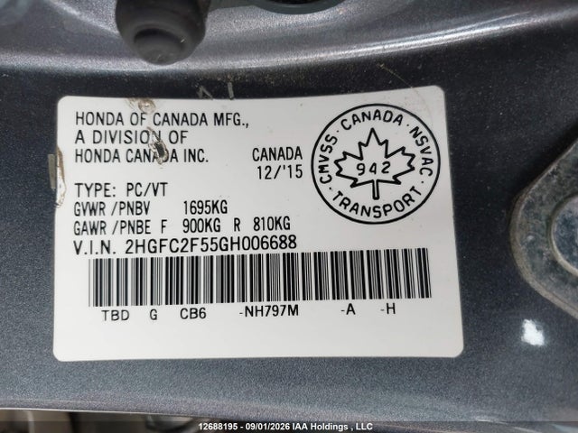Honda Civic 2016 2HGFC2F55GH006688 Image 19