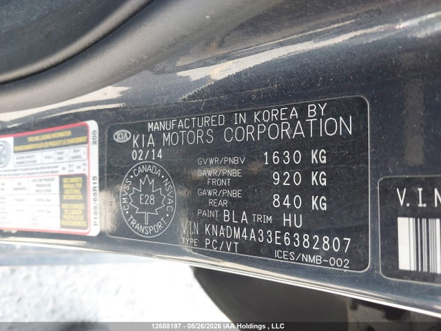 12688197 :رقم المزاد ، KNADM4A33E6382807 vin ، 2014 Kia Rio Lx مزاد بيع