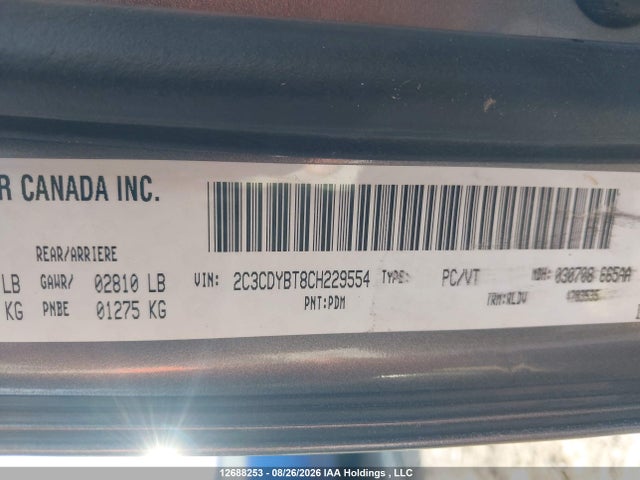 12688253 :رقم المزاد ، 2C3CDYBT8CH229554 vin ، 2012 Dodge Challenger R/t مزاد بيع