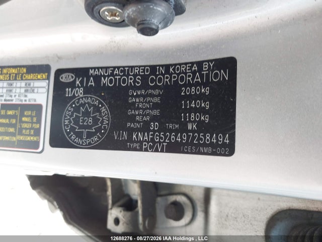 Продаж на аукціоні авто 2009 Kia Rondo, vin: KNAFG526497258494, номер лоту: 12688276