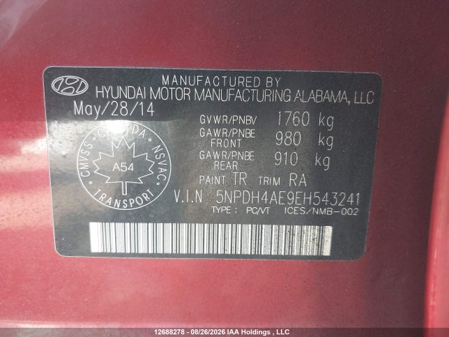 Продаж на аукціоні авто 2014 Hyundai Elantra Se/sport/limited, vin: 5NPDH4AE9EH543241, номер лоту: 12688278