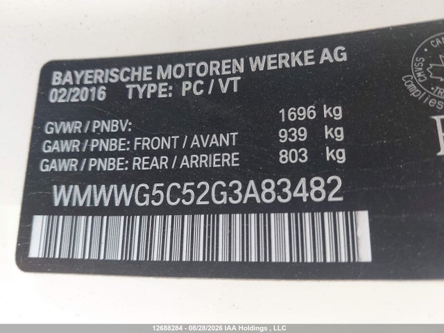Продаж на аукціоні авто 2016 Mini Cooper, vin: WMWWG5C52G3A83482, номер лоту: 12688284