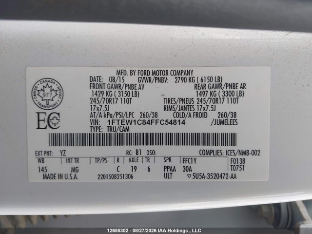 1FTEW1C84FFC54814 Ford F-150 Xlt
