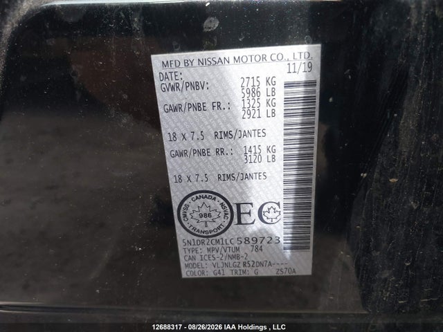 Nissan Pathfinder Sl 2020 5N1DR2CM1LC589723 Image 9