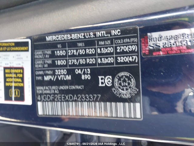 Aukcja sprzedaży 2013 Mercedes-benz Gl 350 Bluetec 4matic, vin: 4JGDF2EEXDA233377, numer aukcji: 12685791