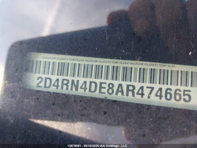 12678691 :رقم المزاد ، 2D4RN4DE8AR474665 vin ، 2010 Dodge Grand Caravan Se مزاد بيع