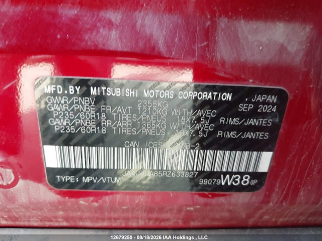 JA4J4UA85RZ633827 Mitsubishi Outlander Es