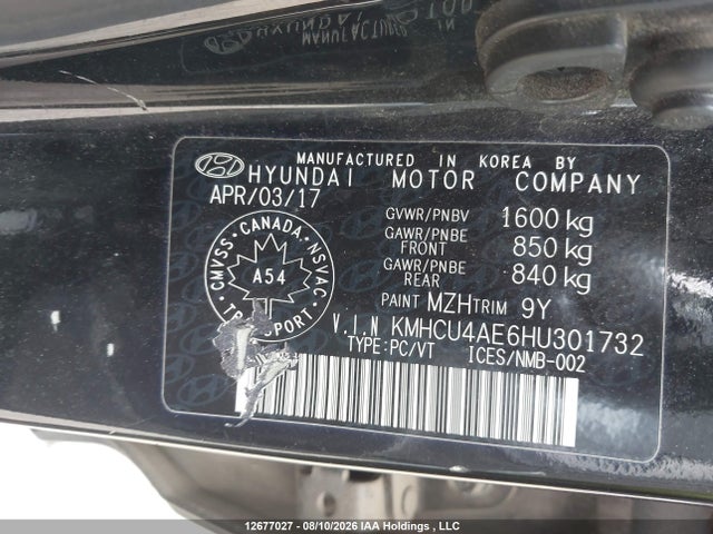 KMHCU4AE6HU301732 Hyundai ACCENT GLS
