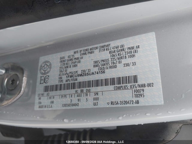Ford Escape 2025 1FMCU9MZ6SUA74156 Image 20