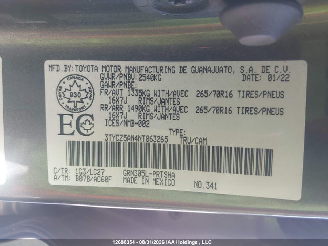 Toyota Tacoma 2022 3TYCZ5AN4NT063265 Image 9
