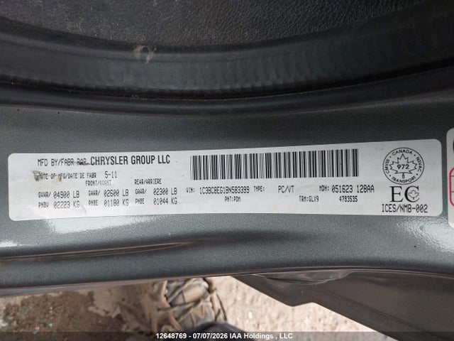 Aukcja sprzedaży 2011 Chrysler 200 S, vin: 1C3BC8EG1BN583399, numer aukcji: 12648769