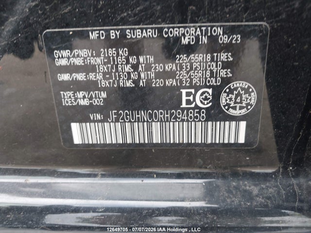 Subaru Crosstrek Limited 2024 JF2GUHNC0RH294858 Image 9