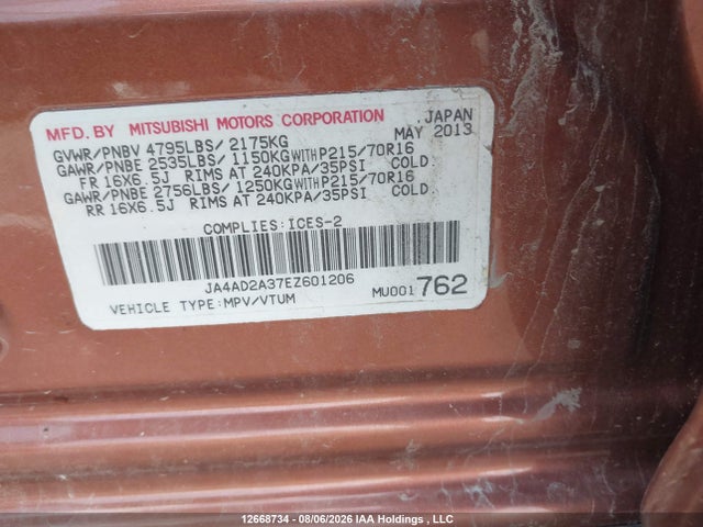 Mitsubishi Outlander Es 2014 JA4AD2A37EZ601206 Image 9