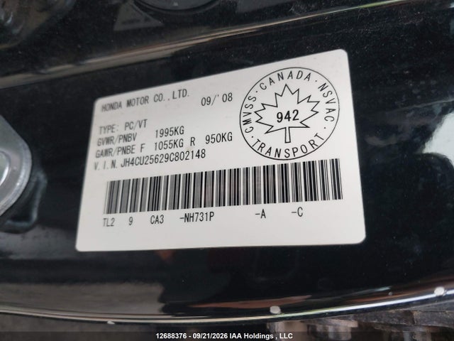 Aukcja sprzedaży 2009 Acura Tsx Premium/technology Package, vin: JH4CU25629C802148, numer aukcji: 12688376
