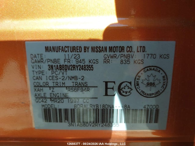 Nissan SENTRA SR 2024 3N1AB8DV2RY248355 Image 18
