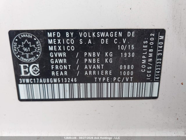 3VWC17AU8GM513246 Volkswagen Golf Sportwagon 1.8 Tsi Comfortline/1.8 Tsi Highline/1.8 Tsi Trendline