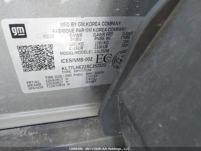 KL77LHE22SC257223 Chevrolet Trax