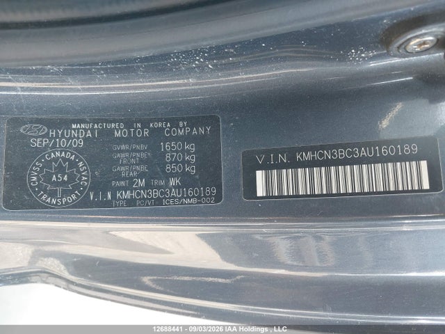 Aukcja sprzedaży 2010 Hyundai Accent, vin: KMHCN3BC3AU160189, numer aukcji: 12688441