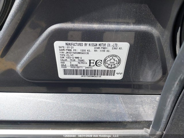 JN1EV7AR0NM340135 Infiniti Q50 PURE