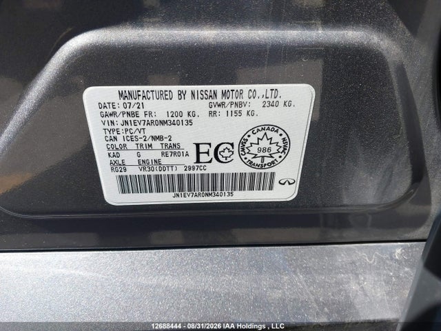 JN1EV7AR0NM340135 Infiniti Q50 PURE
