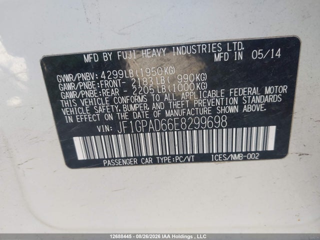 JF1GPAD66E8299698 Subaru Impreza Premium