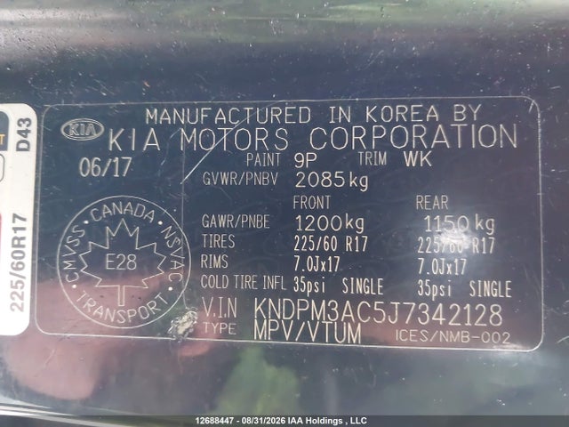 Продаж на аукціоні авто 2018 Kia Sportage Lx, vin: KNDPM3AC5J7342128, номер лоту: 12688447