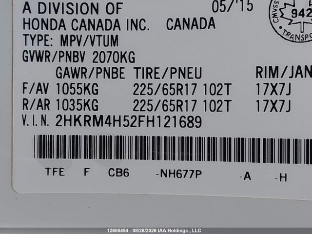 Honda CR-V EX 2015 2HKRM4H52FH121689 Image 9