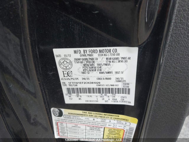 Aukcja sprzedaży 2012 Ford F150 Supercrew, vin: 1FTFW1EF2CKD81029, numer aukcji: 12688464