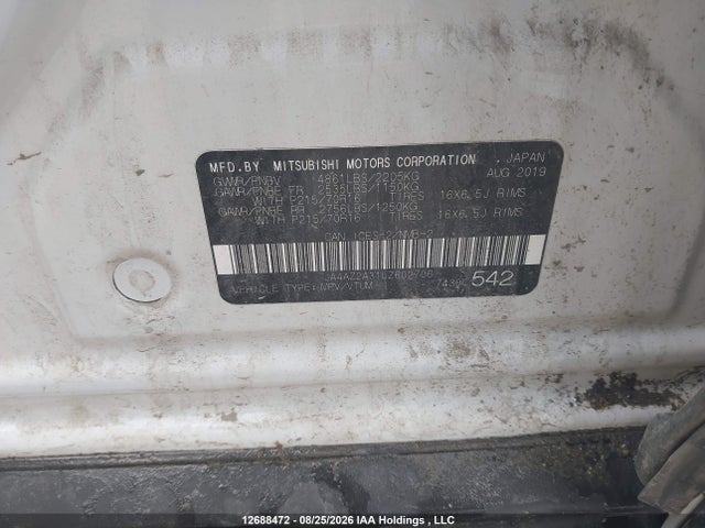 Aukcja sprzedaży 2020 Mitsubishi Outlander Es, vin: JA4AZ2A31LZ602706, numer aukcji: 12688472