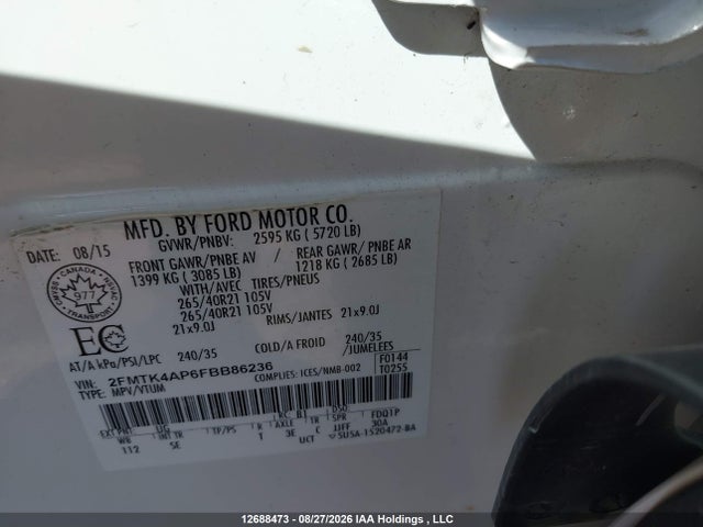 2FMTK4AP6FBB86236 Ford EDGE SPORT