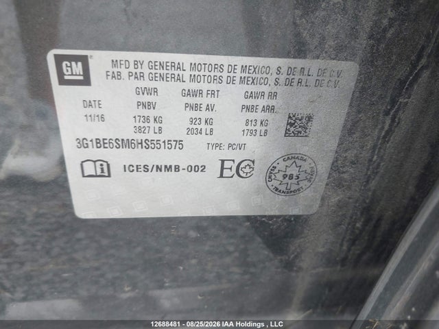 Chevrolet CRUZE LT 2017 3G1BE6SM6HS551575 Image 19