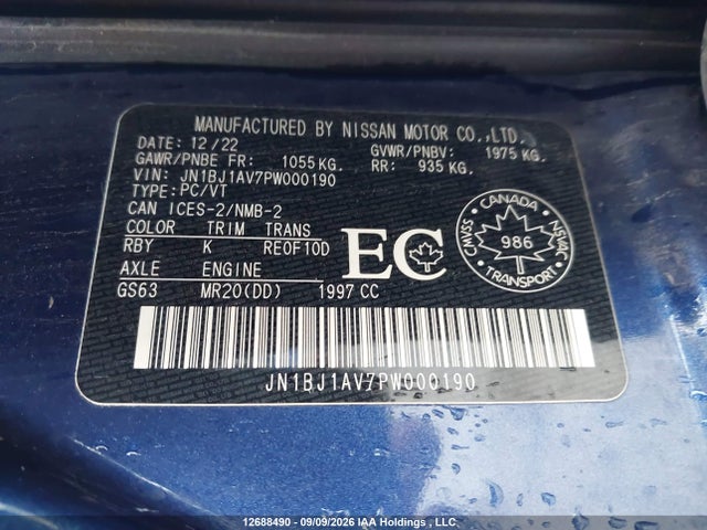 Aukcja sprzedaży 2023 Nissan Qashqai, vin: JN1BJ1AV7PW000190, numer aukcji: 12688490