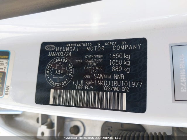 Aukcja sprzedaży 2024 Hyundai Elantra Hybrid Luxury, vin: KMHLN4DJ1RU101977, numer aukcji: 12688493