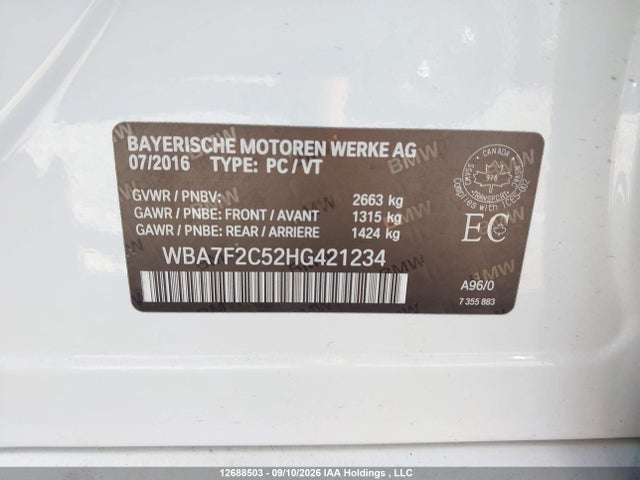 Продажа на аукционе авто 2017 Bmw 750 Xi, vin: WBA7F2C52HG421234, номер лота: 12688503