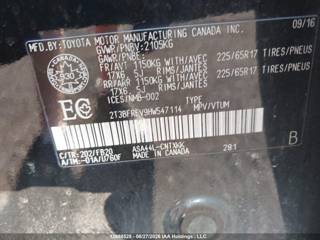 Toyota RAV4 LE 2017 2T3BFREV9HW547114 Image 9