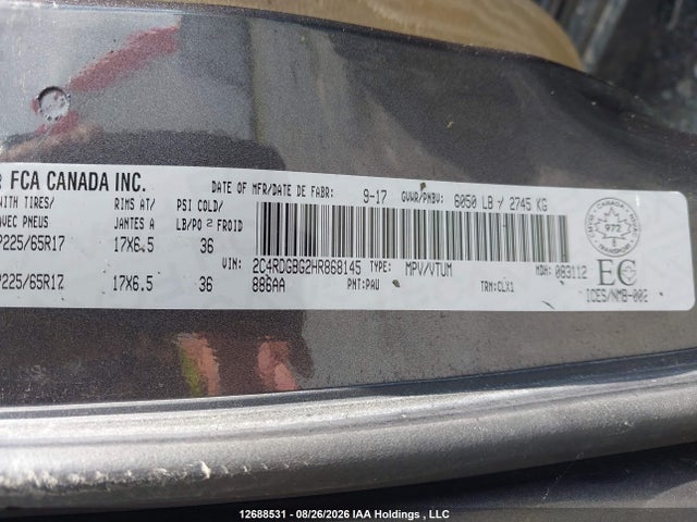 Dodge Grand Caravan Se 2017 2C4RDGBG2HR868145 Image 9
