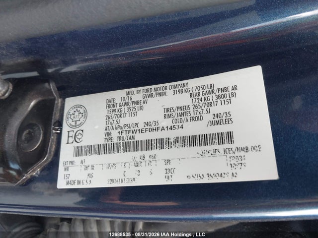 1FTFW1EF0HFA14534 Ford F150 Supercrew