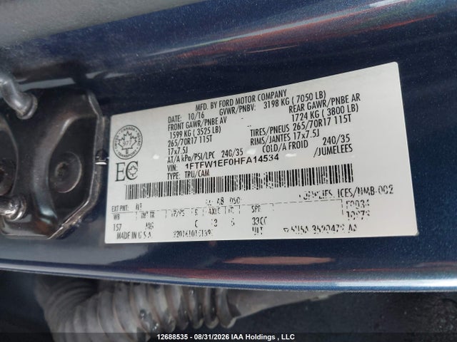 1FTFW1EF0HFA14534 Ford F150 Supercrew