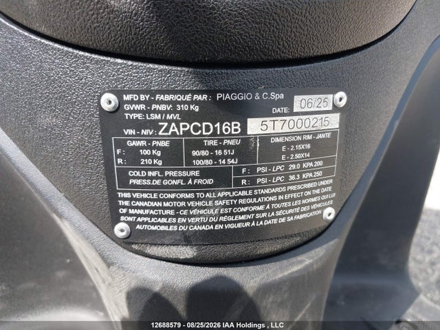 ZAPCD16B5T7000215 Piaggio Piaggio