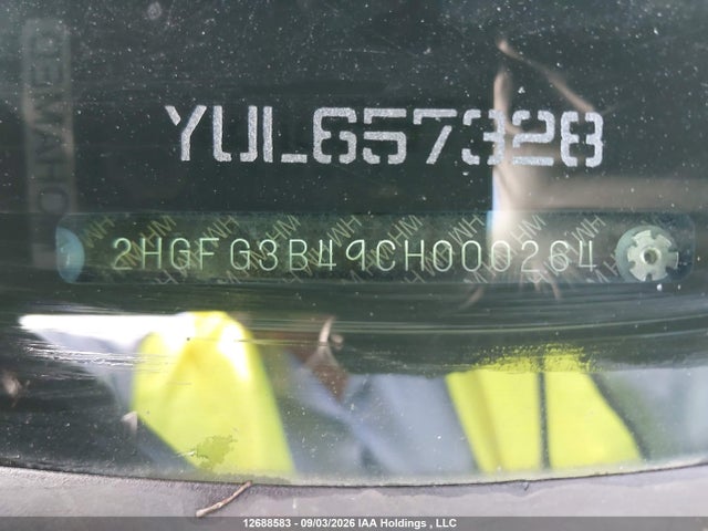 Aukcja sprzedaży 2012 Honda Civic, vin: 2HGFG3B49CH000264, numer aukcji: 12688583