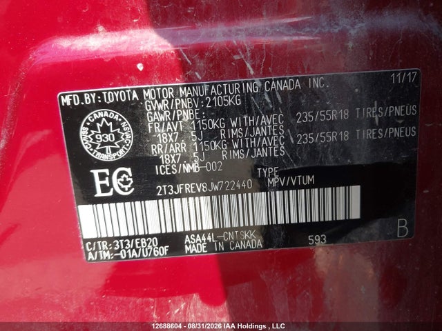 Toyota RAV4 SE 2018 2T3JFREV8JW722440 Image 9