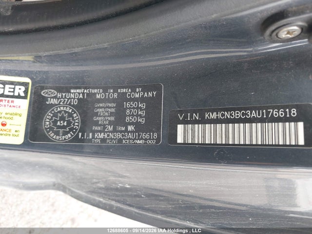 Продаж на аукціоні авто 2010 Hyundai Accent Gl, vin: KMHCN3BC3AU176618, номер лоту: 12688605