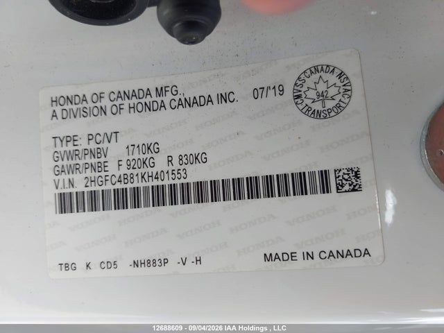 Honda Civic Sport 2019 2HGFC4B81KH401553 Image 9