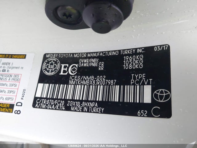 Продажа на аукционе авто 2018 Toyota C-hr Xle/xle Premium, vin: NMTKHMBX8JR007987, номер лота: 12688624