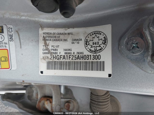 2010 Honda Civic Dx/dx-a მანქანა იყიდება აუქციონზე, vin: 2HGFA1F25AH031300, აუქციონის ნომერი: 12688633