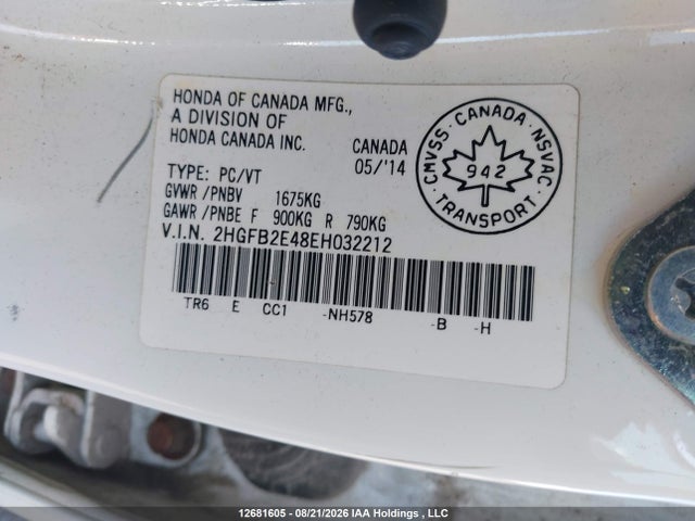 Honda Civic Lx 2014 2HGFB2E48EH032212 Image 9